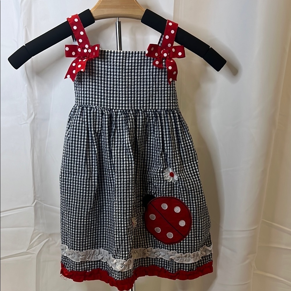 Rare Editions Black and White Gingham Dress with Red Accents